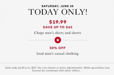 TheBay Today Only - $19.99 for Chap's Men's Shirts and Shorts - Save up to $65 (June 20)