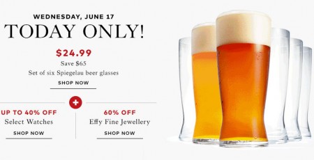 TheBay Today Only - 72 Off Beer Glasses, Up to 40 Off Watches, 60 Off Fine Jewellery (June 17)