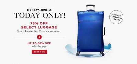 TheBay.com Today Only - 75 Off Select Luggage, Up to 60 Off Other Luggage (June 15)