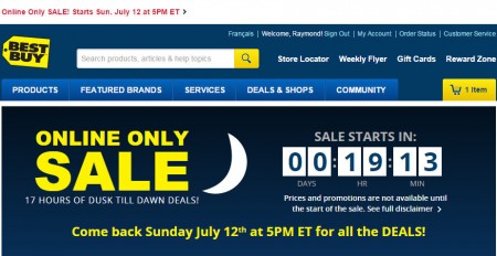 Best Buy Online Only Sale - Dusk Till Dawn Deals (July 12)