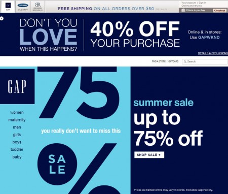 GAP 40 Off Your Entire Purchase Promo Code (July 18-19)