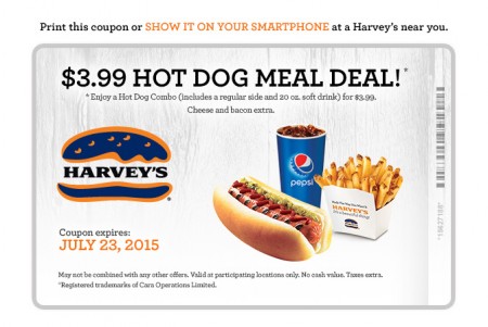 Harvey's $3.99 Hot Dog Meal Deal Coupon (Until July 23)