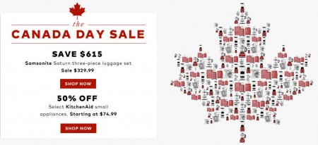 TheBay Canada Day Flash Sale - 65 Off Samsonite 3-Piece Luggage Set, 50 Off KitchenAid Small Appliances (July 1)