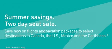 WestJet Summer Savings - Two Day Seat Sale (July 28-29)