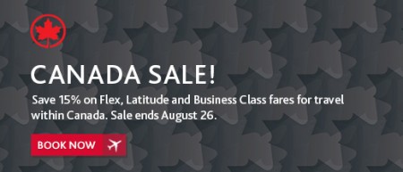 Air Canada Canada Seat Sale - 15 Off Select Flights (Book by Aug 26)