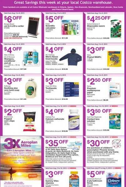 Costco Weekly Handout Instant Savings Coupons East (Aug 3-9)