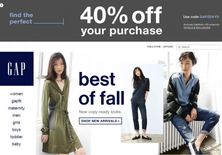 GAP Save 40 Off Your Purchase (Aug 25-26)