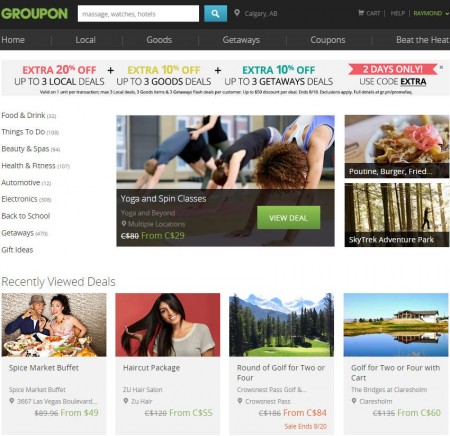 GROUPON Extra 20 Off Promo Code, Up to 3 Local Deals (Aug 17-18)