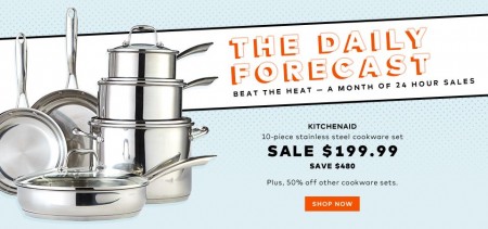 TheBay Today Only - $199.99 for KitchenAid 10-Piece Stainless Steel Cookware Set - Save $480 (Aug 10)