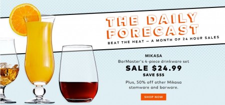 TheBay.com Today Only - $24.99 for Mikasa BarMaster`s 4-Piece Drinkware Set - Save $55 (Aug 25)