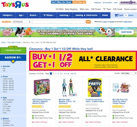 Toys R Us Buy 1 Get 1 50 Off All Clearence Products (Aug 28-30)