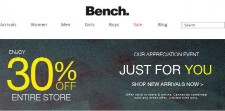 Bench Customer Appreciation Sale - 30 Off Sitewide (Sept 11-13)