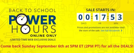 Best Buy Back to School Power Hours Online-Only Sale (Sept 6)