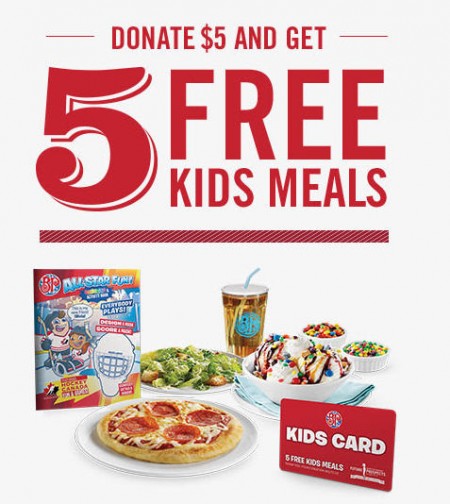 Boston Pizza 5 FREE Kids Meals with $5 Donation