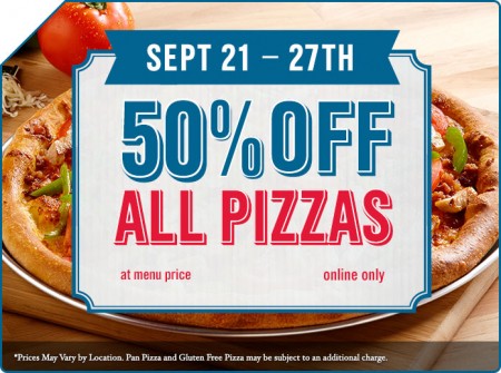 Dominos Pizza 50 Off All Pizzas (Sept 21-27)