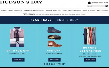 Hudson's Bay Flash Sale - Up to 40 Off Dress Shirts and Ties, 40 Off Men's Shoes (Sept 9)