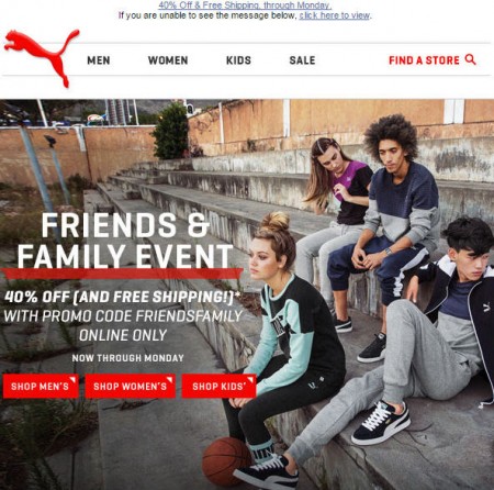 PUMA Friends & Family Sale - 40 Off + Free Shipping Promo Code (Sept 17-21)