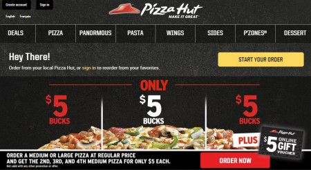 Pizza Hut $5 Bucks, $5 Bucks, $5 Bucks deals