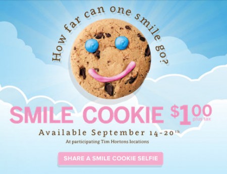 Tim Hortons $1 Smile Cookie is Back (Sept 14-20)