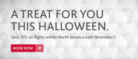 Air Canada Halloween Seat Sale - 15 Off Flights within North America (Book by Nov 1)