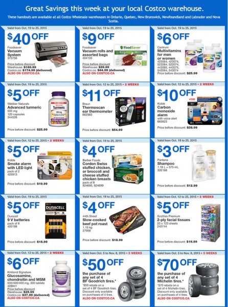 Costco Weekly Handout Instant Savings Coupons East (Oct 19-25)