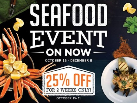 Milestones Seafood Event - 25 Off Seafood Menu (Oct 15-31)