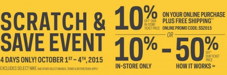 Sport Chek Scratch and Save Event (Oct 1-4)