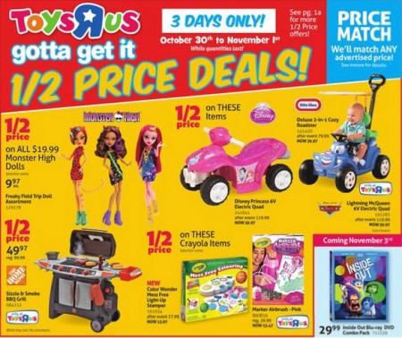 Toys R Us Half Price Deals (Oct 30 - Nov 1)