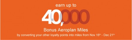 Aeroplan Earn up to 40,000 Bonus Miles for Converting Points (Nov 16 - Dec 21) A