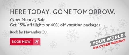 Air Canada Cyber Monday Sale - 15 Off Flights Promo Code (Book by Nov 30)