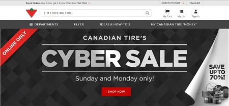 Canadian Tire Cyber Monday Sale (Nov 30)