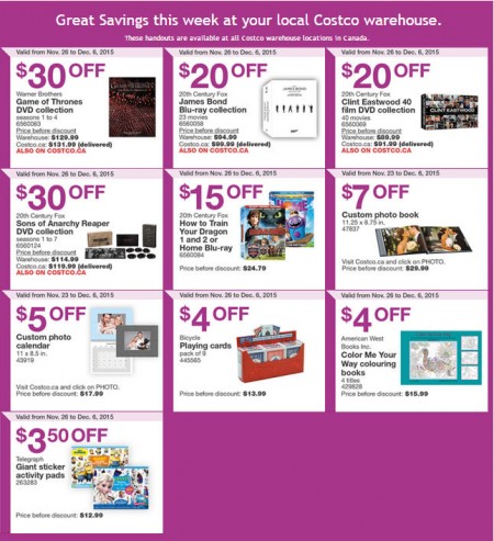 Costco Black Friday Offers - Weekly Handout Instant Savings Coupons (Nov 26-Dec 6)