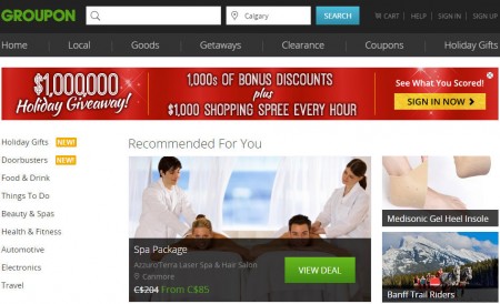 GROUPON $1,00,000 Holiday Giveaway - 1,000's of Bonus Discounts + $1,00 Shopping Spree Every Hour (Nov 5-7)