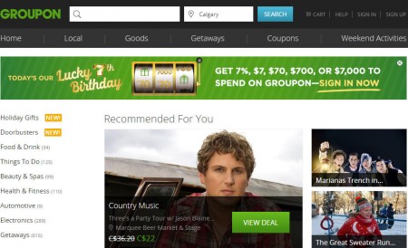 GROUPON Lucky 7th Birthday - Get 7, $7, $70, $700 or $7,000 to spend on Groupon (Nov 13)