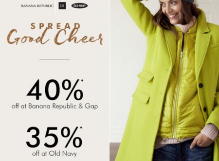 Gap & Banana Republic 40 Off Entire Purchase, and 35 Off at Old Navy (Nov 10-11)