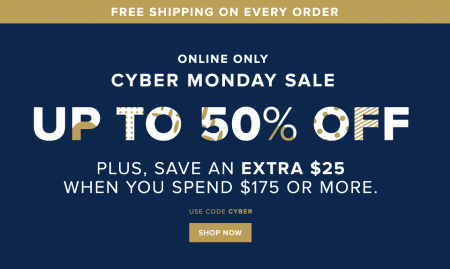 Hudson's Bay Cyber Monday - Up to 50 Off + Free Shipping All Orders (Nov 30)