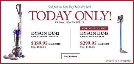 Hudson's Bay One Day Sales - $389.95 for Dyson DC42 Animal Upright Vacuum (Nov 13)