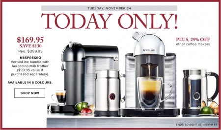 Hudson's Bay One Day Sales - 43 Off Nespresso VertuoLine Bundle (Nov 24)