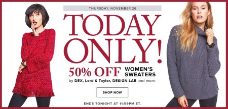 Hudson's Bay One Day Sales - 50 Off Women's Sweaters (Nov 26)