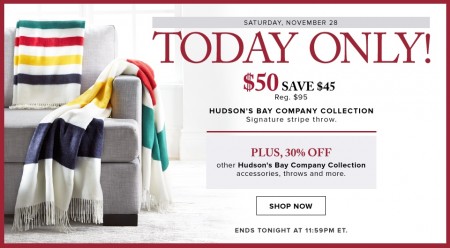 Hudson's Bay One Day Sales - $50 for Hudson's Bay Collection Signature Stripe Throw - Save $45 (Nov 28)