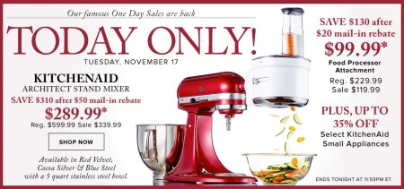 Hudson's Bay One Day Sales - 52 Off KitchenAid Stand Mixer (Nov 17)