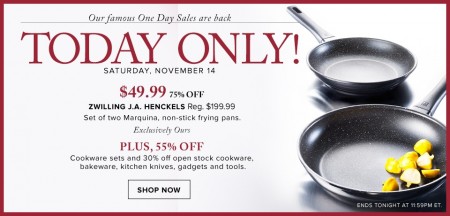 Hudson's Bay One Day Sales - 75 Off Set of Two Marquina Non-Stick Frying Pans (Nov 14)