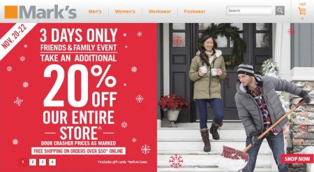 Mark's Friends & Family Event - Extra 20 Off Entire Store (Nov 20-22)