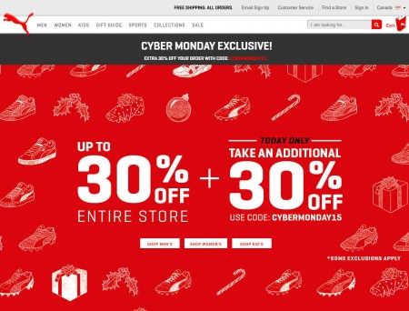 PUMA Cyber Monday Sale - Up to 30 Off + Extra 30 Off Promo Code + Free Shipping (Nov 30)