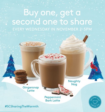 Second Cup Buy One, Get Second Free - Every Wednesday in November 2-5PM