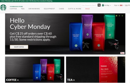 Starbucks Store Cyber Monday - $25 Off Orders Over $60 + Free Shipping (Nov 30)
