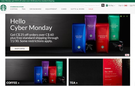 Starbucks Store Cyber Monday - $25 Off Orders Over $60 + Free Shipping (Nov 30)