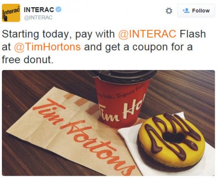 Tim Hortons FREE Donut Coupon with Interac Flash Payment (Until Nov 17)