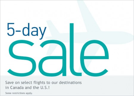 WestJet 5-Day Seat Sale (Book by Nov 9)