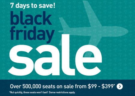 WestJet Black Friday Sale - 7 Days to Save (Nov 24-30)